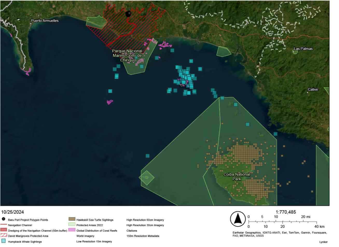 For ships to enter and leave the port, a navigation channel will have to be built. The channel will go from the North Pacific Ocean, following Boca Brava, passing through Isla Muertos to the Chiriquí Nuevo River.